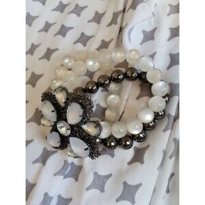 Synthetic Gem and Pearl Bracelet